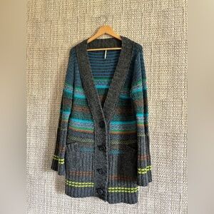 Free People | Striped Wool Blend Cardigan RARE and HTF